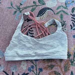 Lululemon free to be wild bra space grey pink size 2